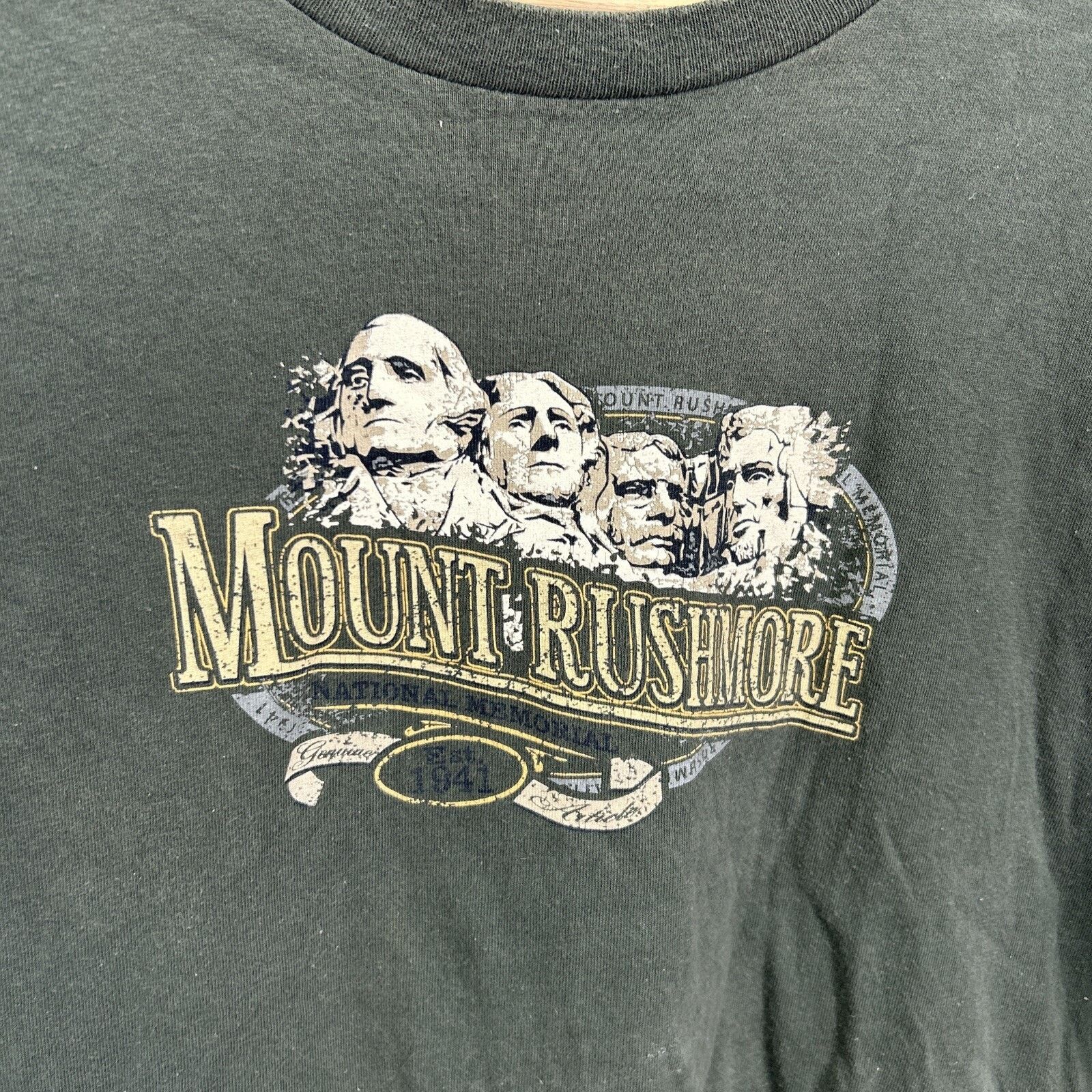 Vintage Mount Rushmore Vintage Souvenir Green T-Shirt Large Size US L / EU 52-54 / 3 - 3 Thumbnail