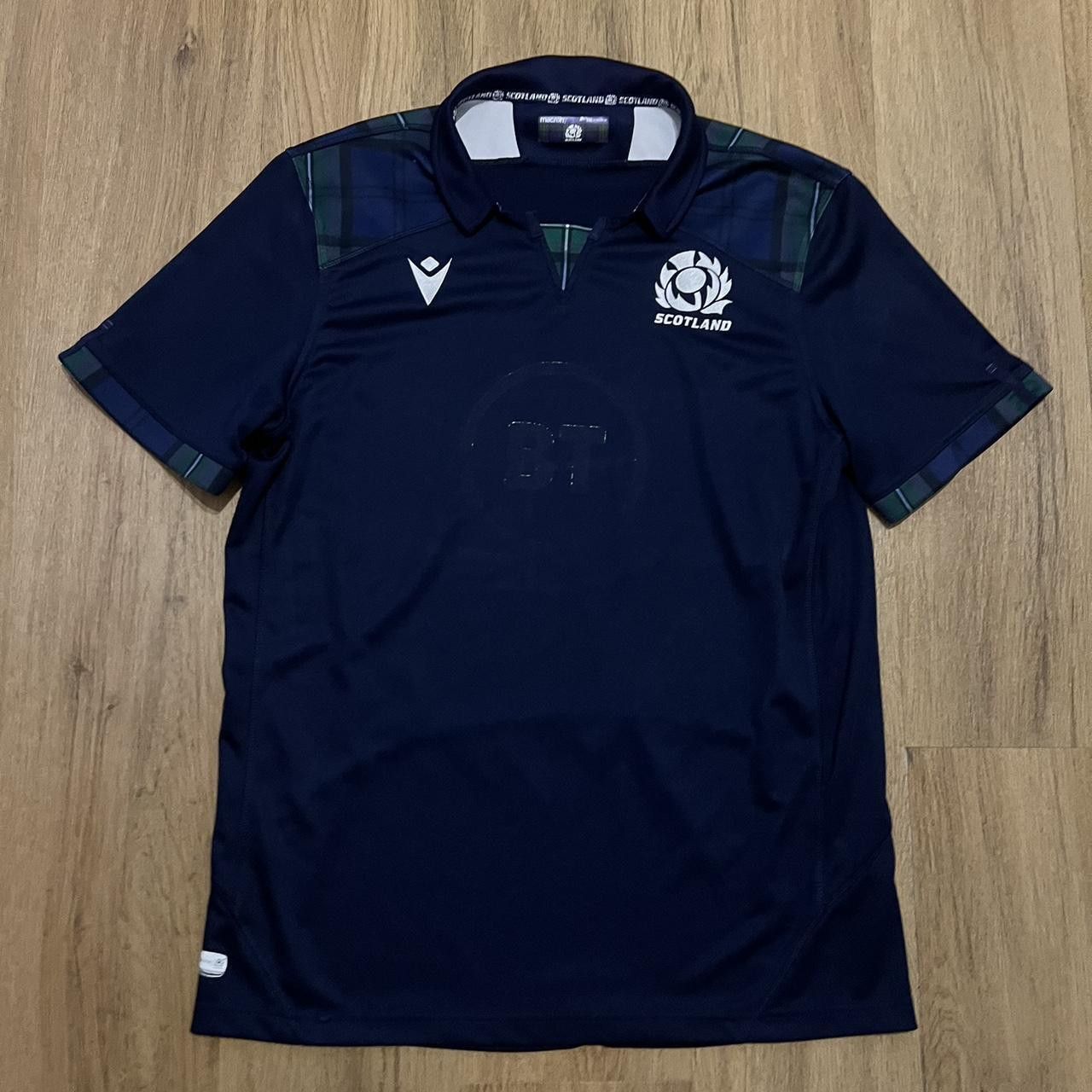 Macron Navy Scotland rugby shirt with white and green details Size US XXL / EU 58 / 5 - 1 Thumbnail