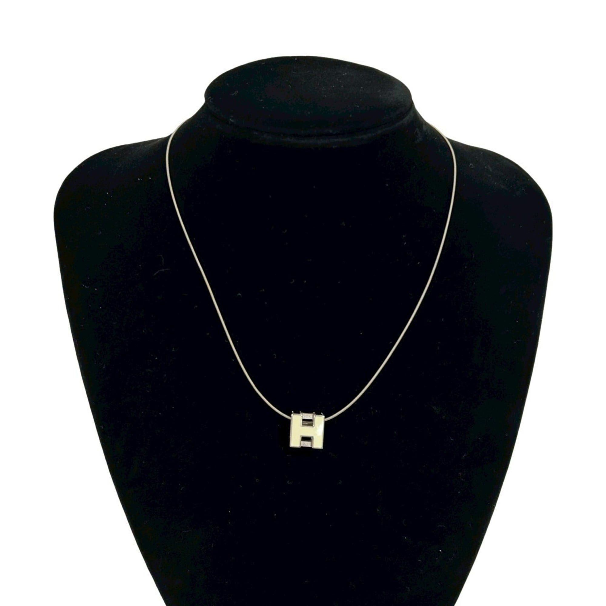 Hermes HERMES Hermès Case d'Ache H-Cube Metal Necklace Pendant in Silver and Off-White, 1606b Size ONE SIZE - 1 Thumbnail