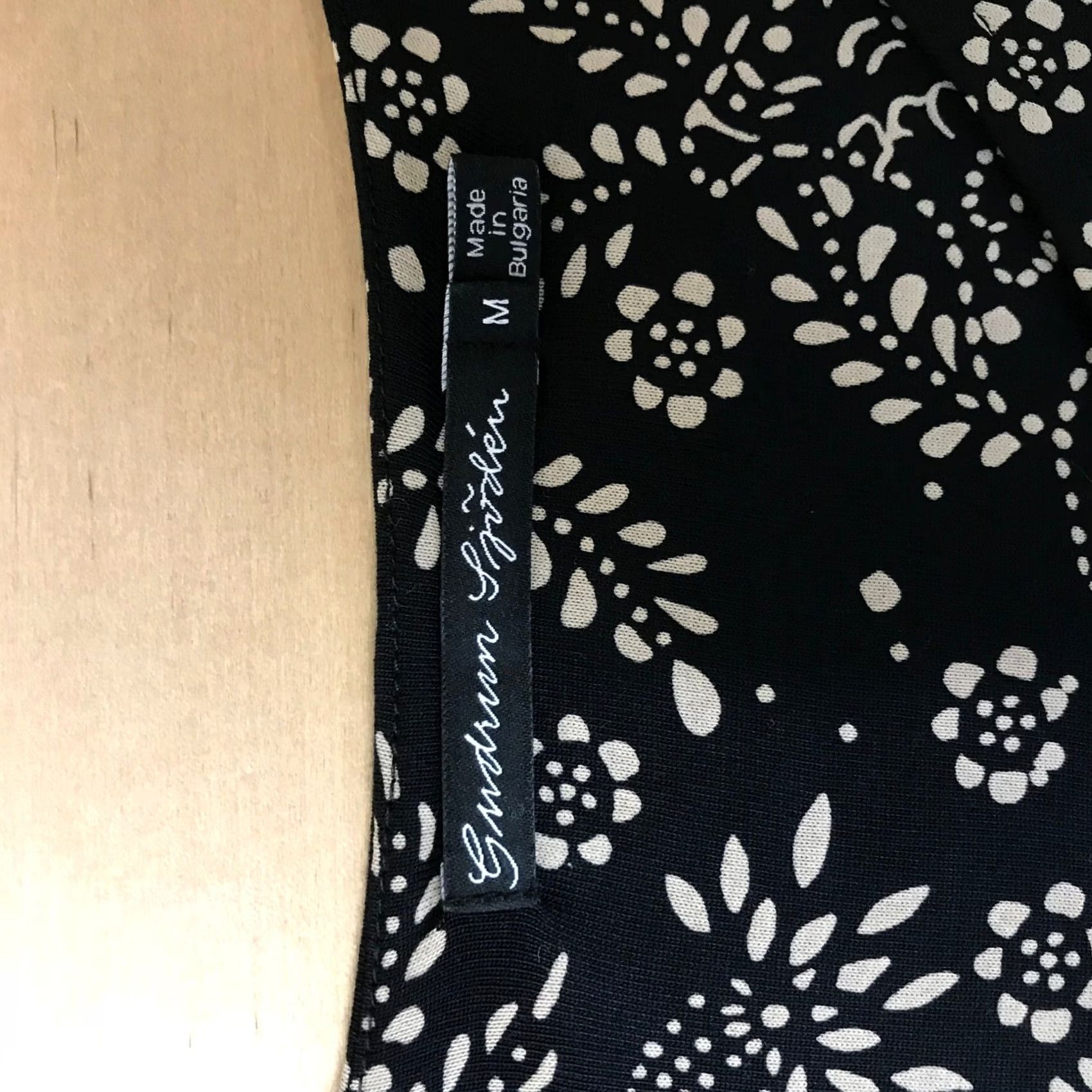 Vintage Gudrun Sjoden Black Cream Floral Modal Long Sleeve Shift Midi Dress Womens M Size M / US 6-8 / IT 42-44 - 7 Thumbnail