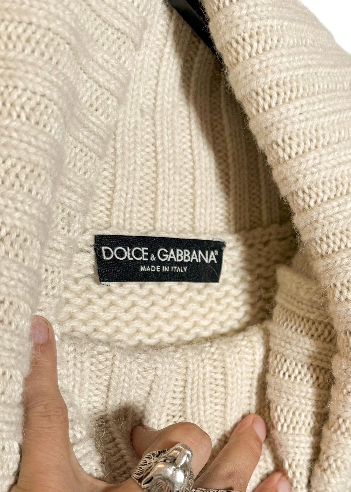 Dolce & Gabbana Dolce & Gabbana Ivory Chunky Knit Alpaca Poncho Sweater Size M / US 6-8 / IT 42-44 - 5 Thumbnail