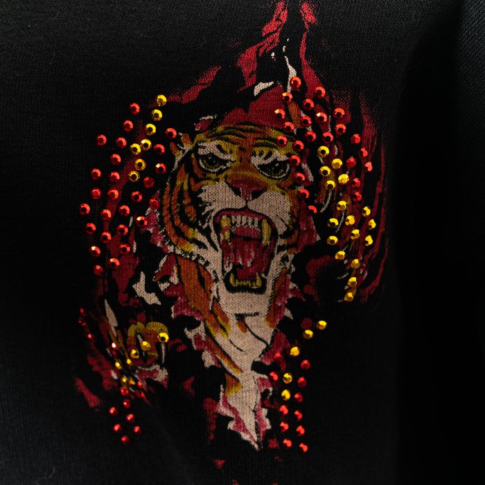 Vintage Ed Hardy Black Tiger Print Zip Up Hoodie Grailed