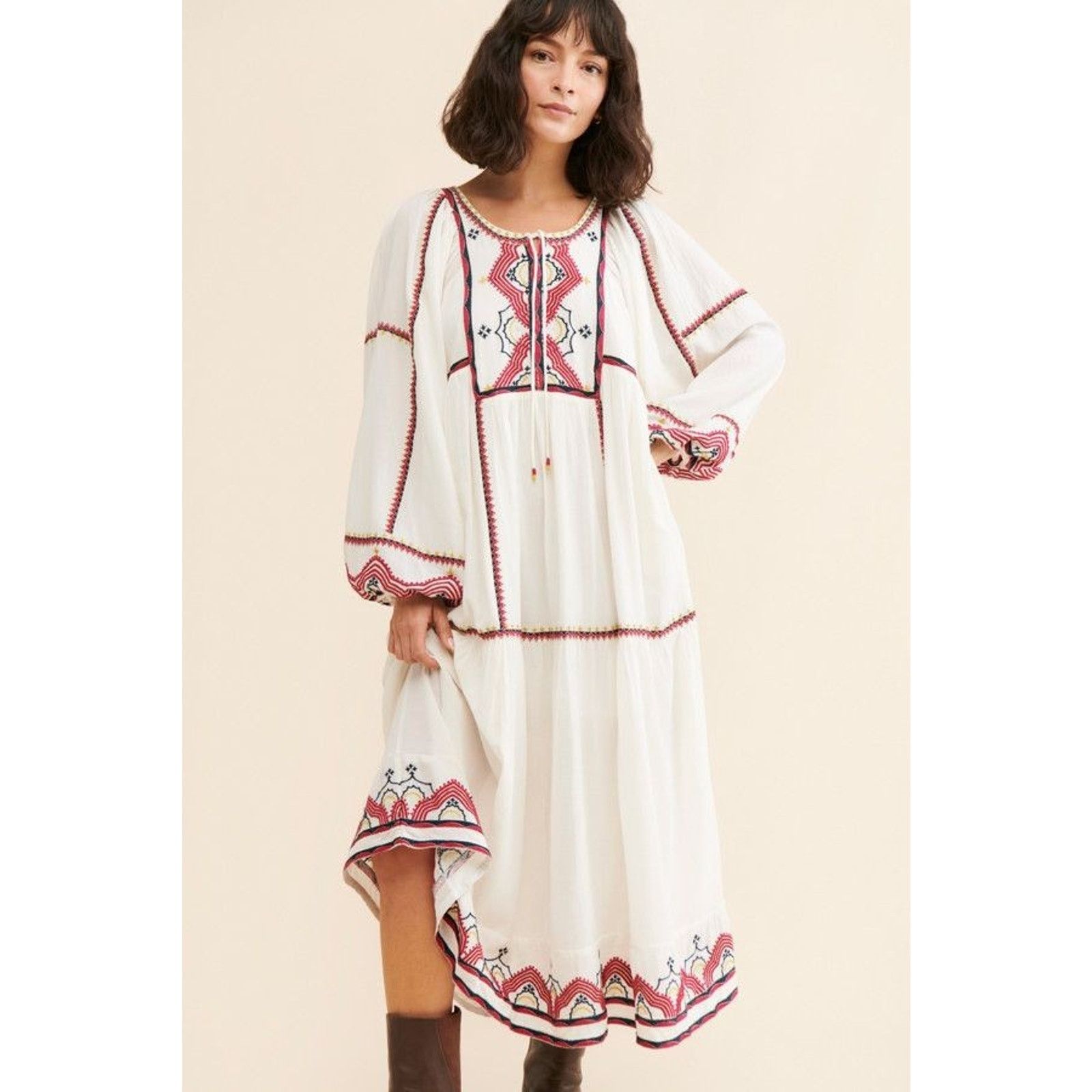 Free People New FREE PEOPLE Sweet Escape Midi Dress $198 SMALL Ivory Size S / US 4 / IT 40 - 2 Thumbnail