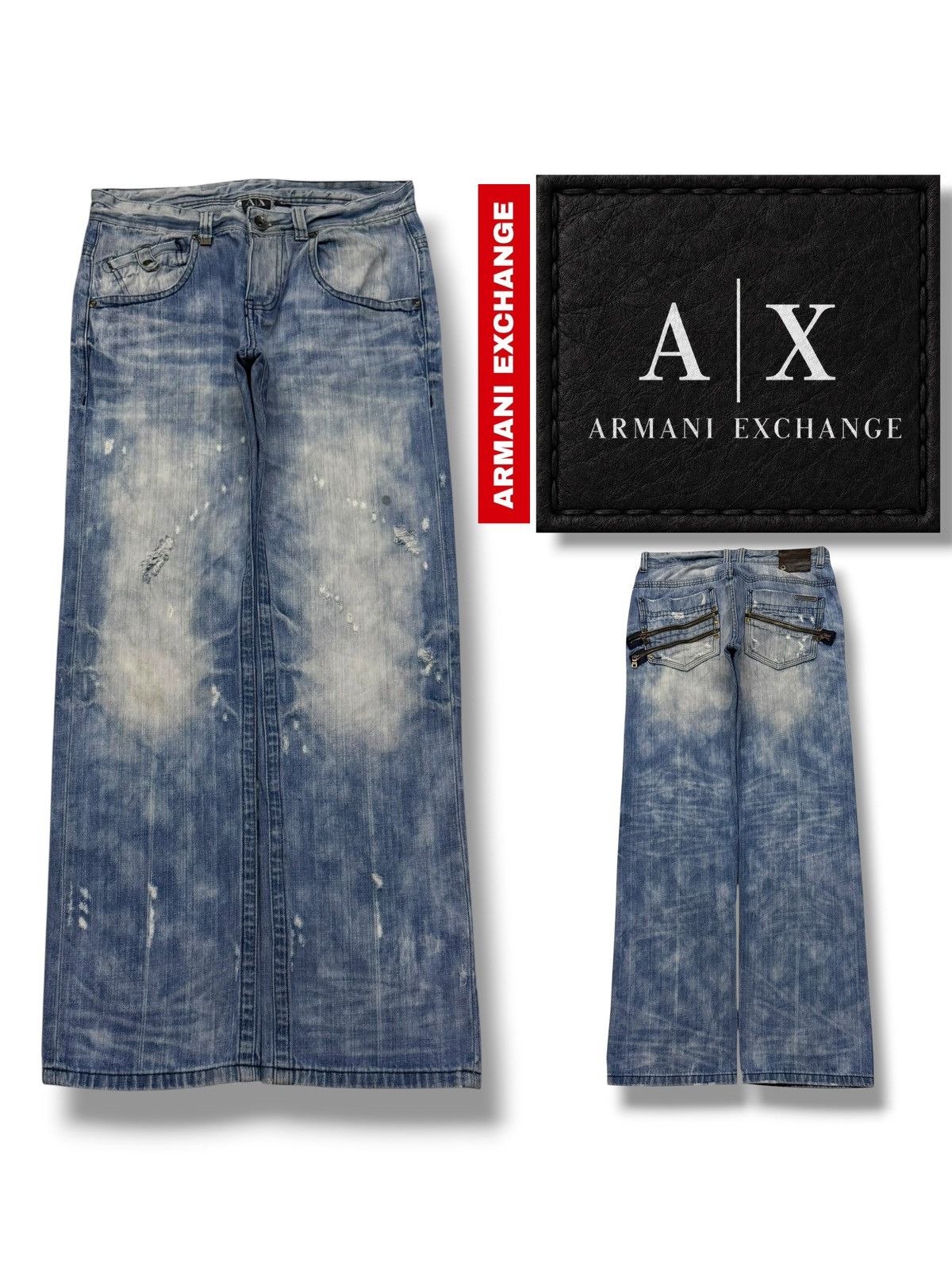 Armani Exchange Vintage Y2K Armani Exchange A|X Bleach Jeans | Faded | W33 Size US 33 - 1 Thumbnail