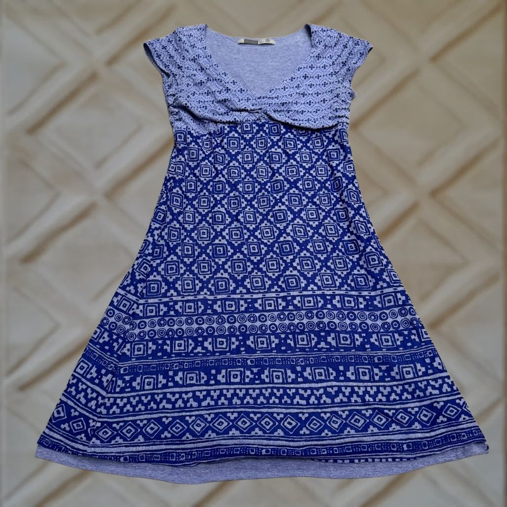 Athleta Athleta Dress Womens Cap Sleeve A-Line Mini Geometric Knit Blue Medium Short Sleeve Casual Travel Bohemian Power Size M / US 6-8 / IT 42-44 - 1 Thumbnail