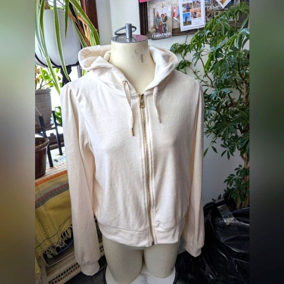 Magaschoni Nwot Womens Magaschoni Crm Velour Knit Zip Hoodie Sz Med Size M / US 6-8 / IT 42-44 - 1 Thumbnail