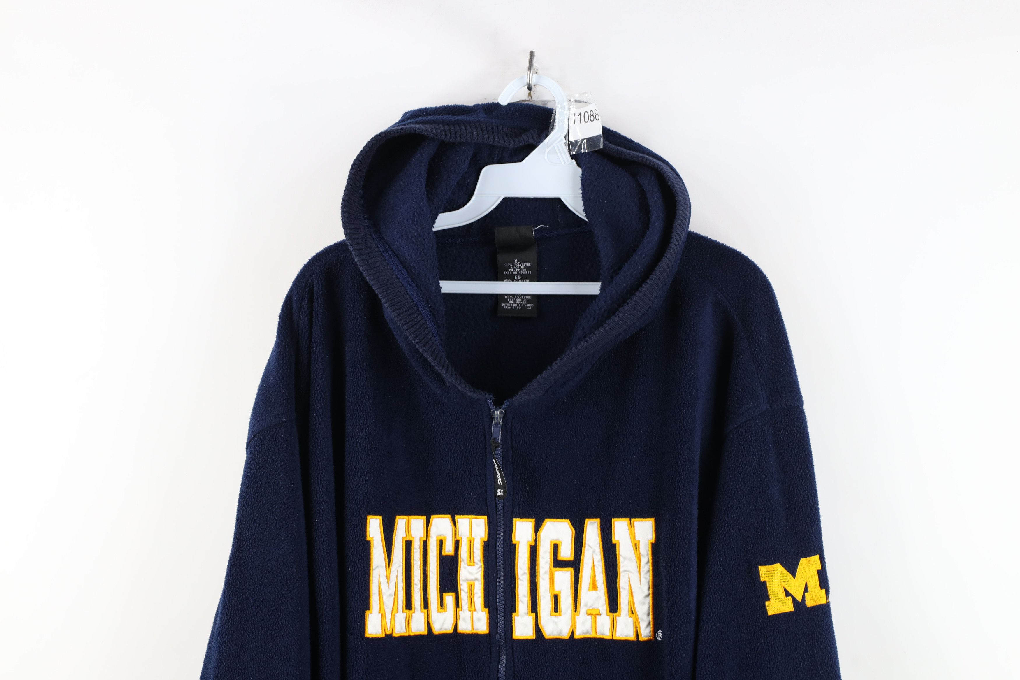 Starter Vintage 90s Starter of Michigan Full Zip Fleece Hoodie Blue Size US XL / EU 56 / 4 - 2 Thumbnail