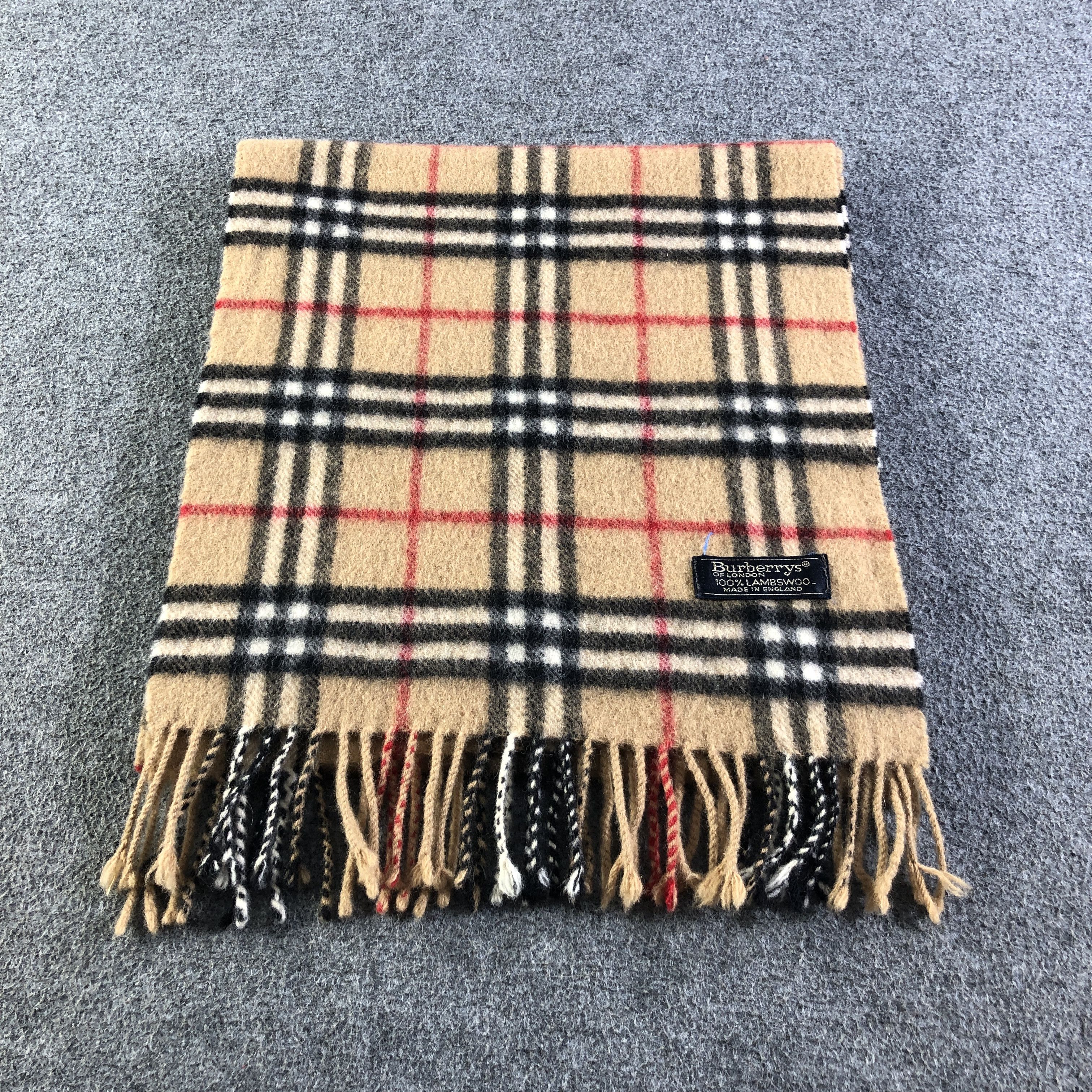 Burberry Burberrys Nova Check Tan Wool Scarf Muffler V2704 Size ONE SIZE - 3 Thumbnail