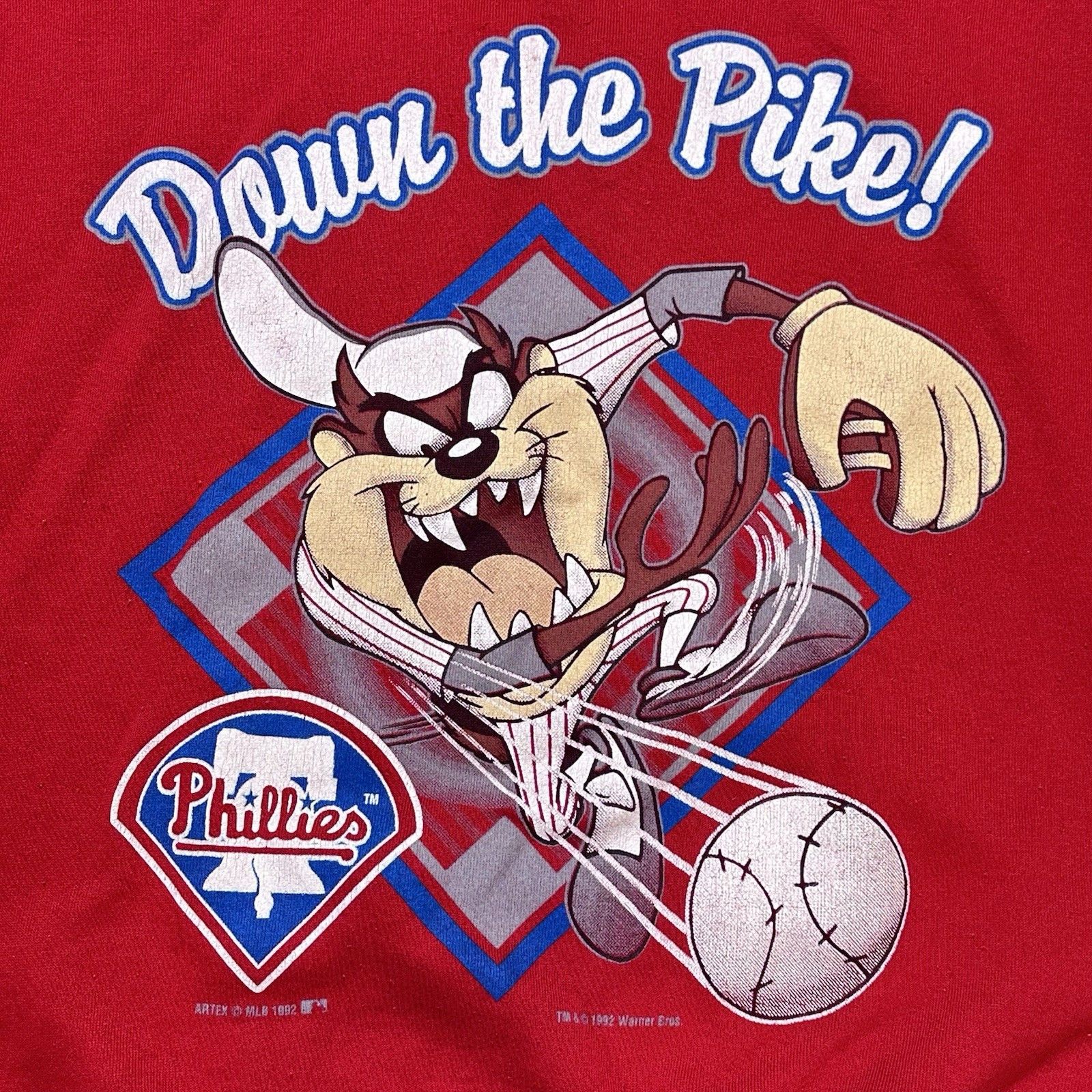 Jerzees VTG Philadelphia Phillies Taz Down The Pike Sweatshirt 1992 Size US XL / EU 56 / 4 - 7 Thumbnail