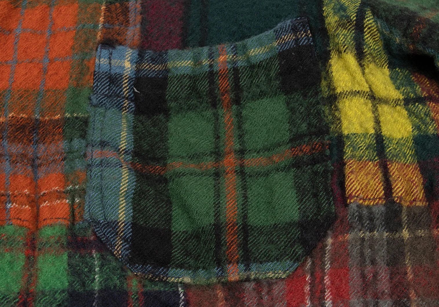 Junya Watanabe Wool Felted Check Crazy Pattern Long Sleeve Shirt Green Size US XS / EU 42 / 0 - 5 Thumbnail