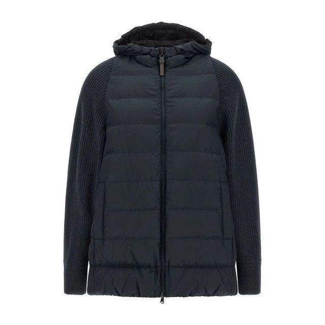 Brunello Cucinelli BRUNELLO CUCINELLI Blue Shiny Zipper Pull Down Jacket New & Size S / US 4 / IT 40 - 1 Thumbnail