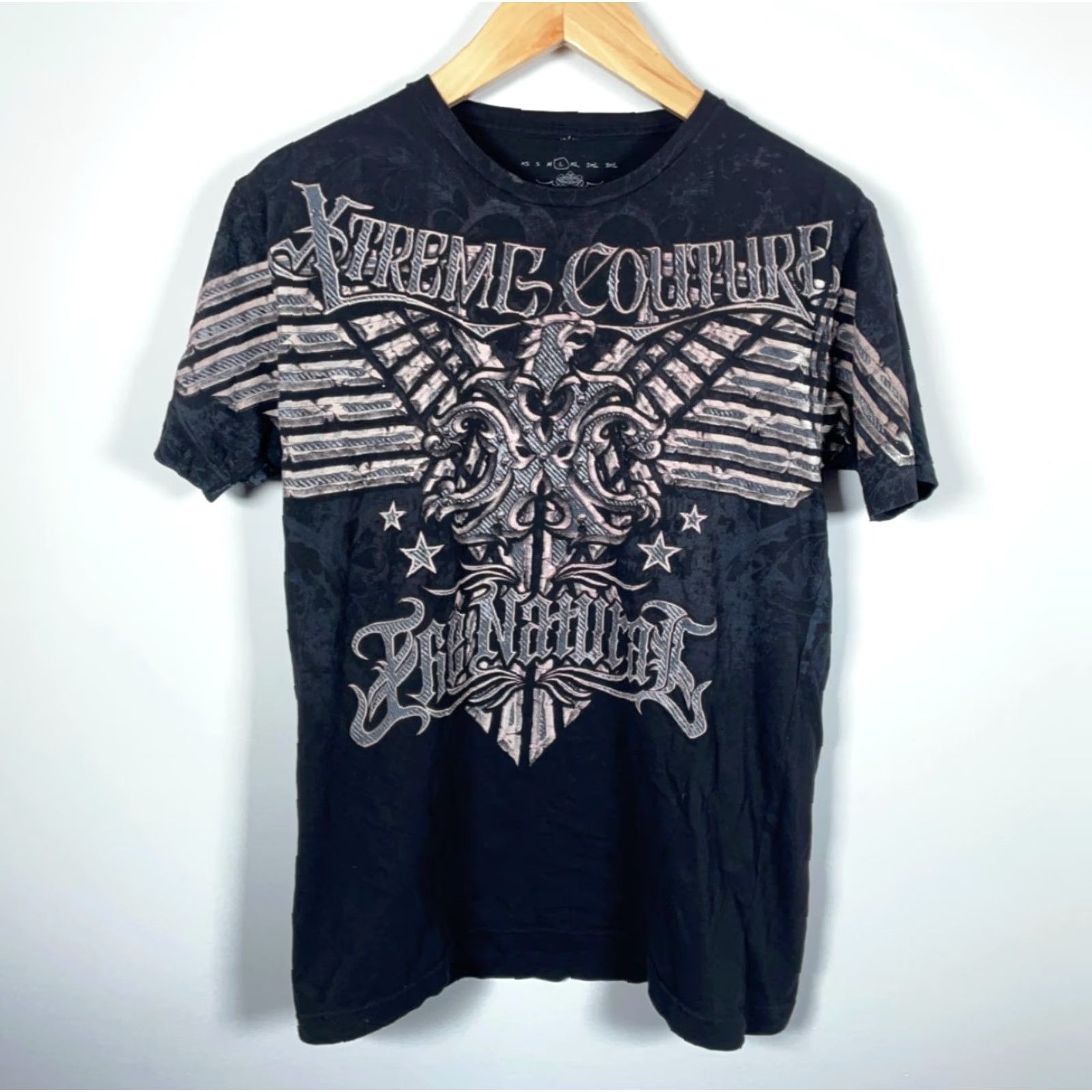 Vintage VINTAGE Xtreme Couture T-Shirt Men Slim Large Black Double-Sided Graphic Print Skull Tribal Y2K 2000s Crew Neck Short Sleeve United States 100% Cotton Size US L / EU 52-54 / 3 - 2 Thumbnail