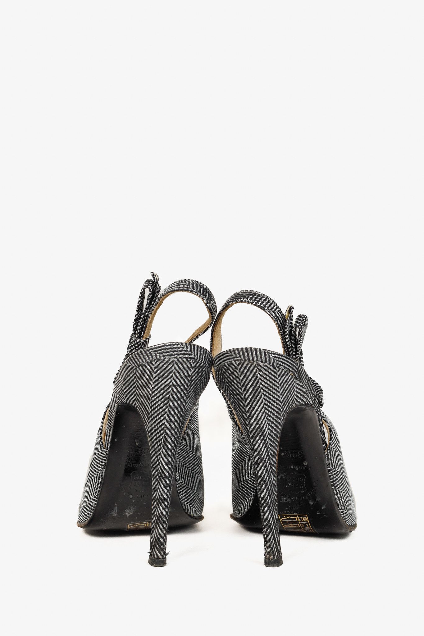 Gianfranco Ferre Gianfranco Ferre Metallic Herringbone Slingback Heels Size US 8 / IT 38 - 3 Thumbnail