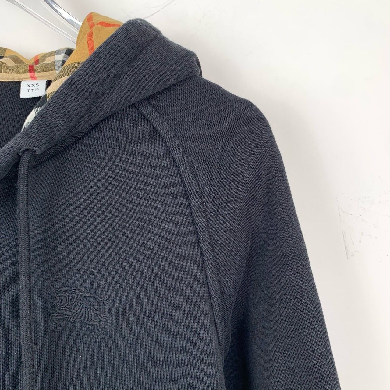 Burberry Burberry Black Plaid Hooded Zipper Coat XXS Cotton & Polyest Size US XXS / EU 40 - 7 Thumbnail