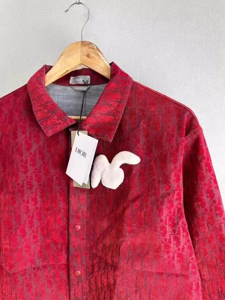 Dior Dior Red Velvet Printed Shirt with Tags-2505 Size US L / EU 52-54 / 3 - 2 Thumbnail