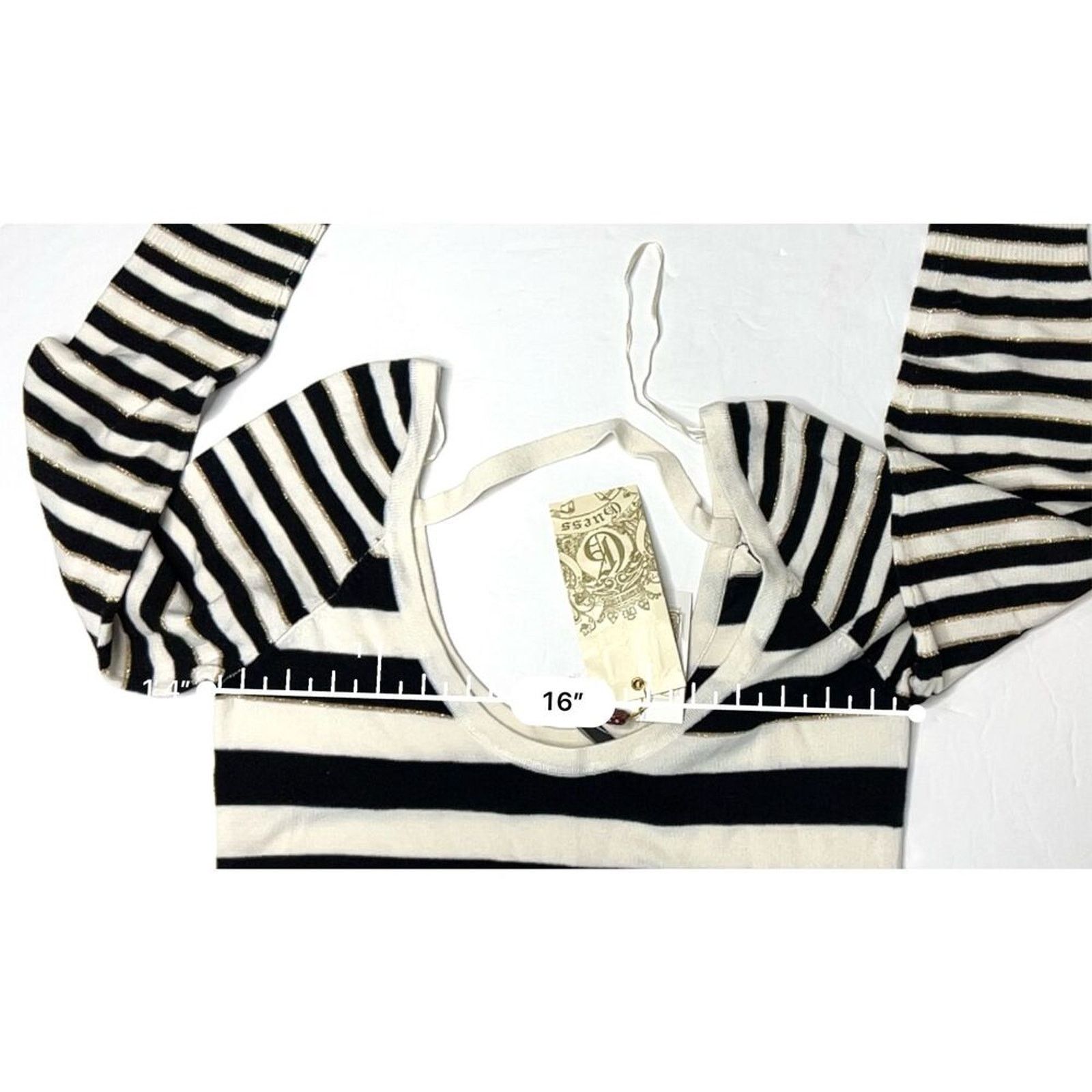 Guess Guess Black White Metallic Gold Thread Long Sweater LARGE Size L / US 10 / IT 46 - 6 Thumbnail