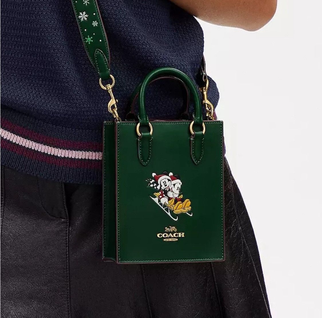 Coach Disney X Coach North South Mini Leather Tote With Sled Motif Size ONE SIZE - 8 Thumbnail