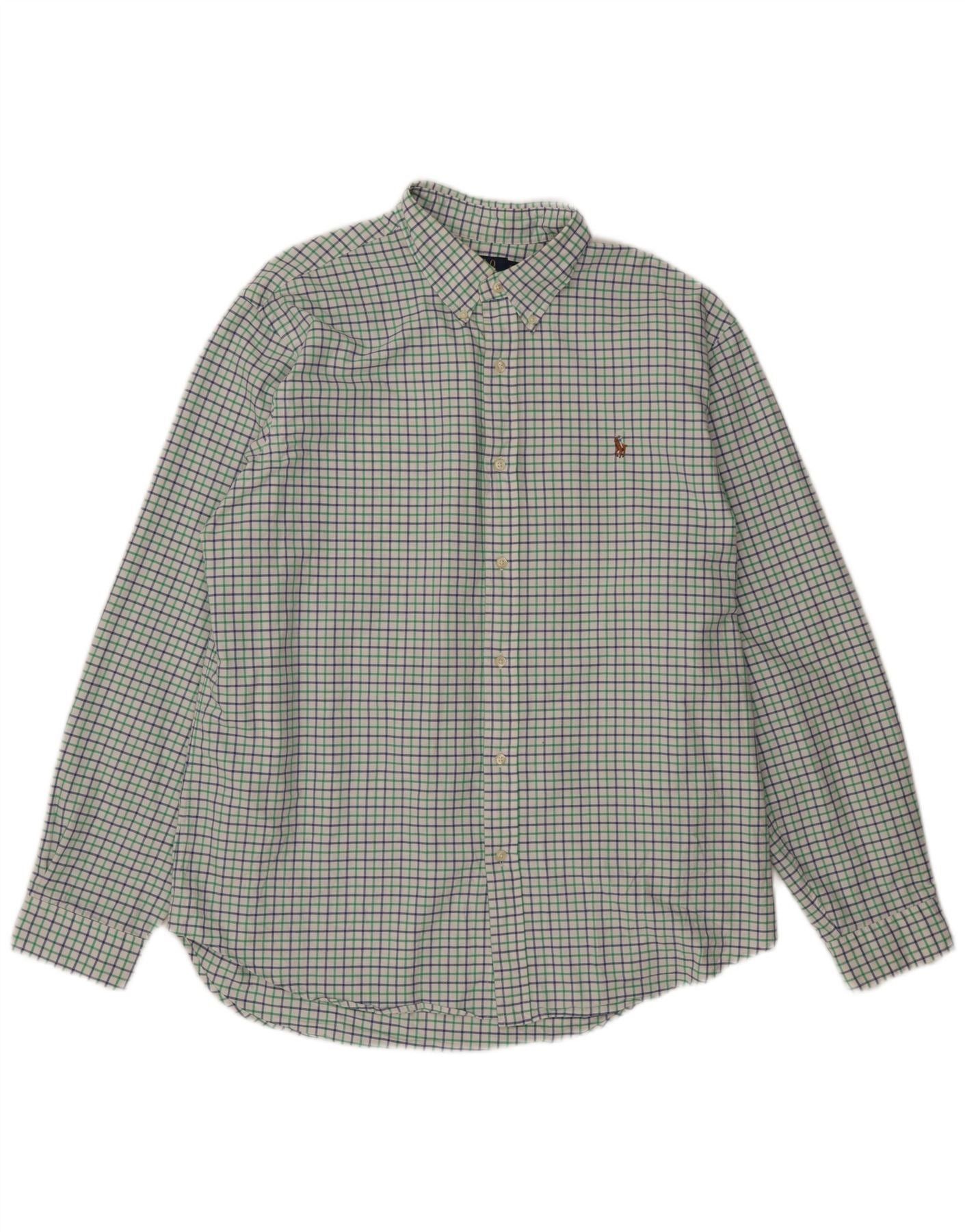 Polo Ralph Lauren Mens Custom Fit Shirt 2XL White Check Cotton Size US XXL / EU 58 / 5 - 1 Thumbnail