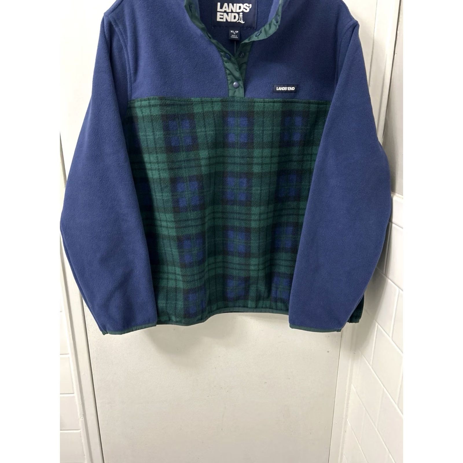 Lands' End VINTAGE Lands End Fleece Pullover Womens XL Petite Blue Green Plaid Heritage NWT Size XL / US 12-14 / IT 48-50 - 4 Thumbnail