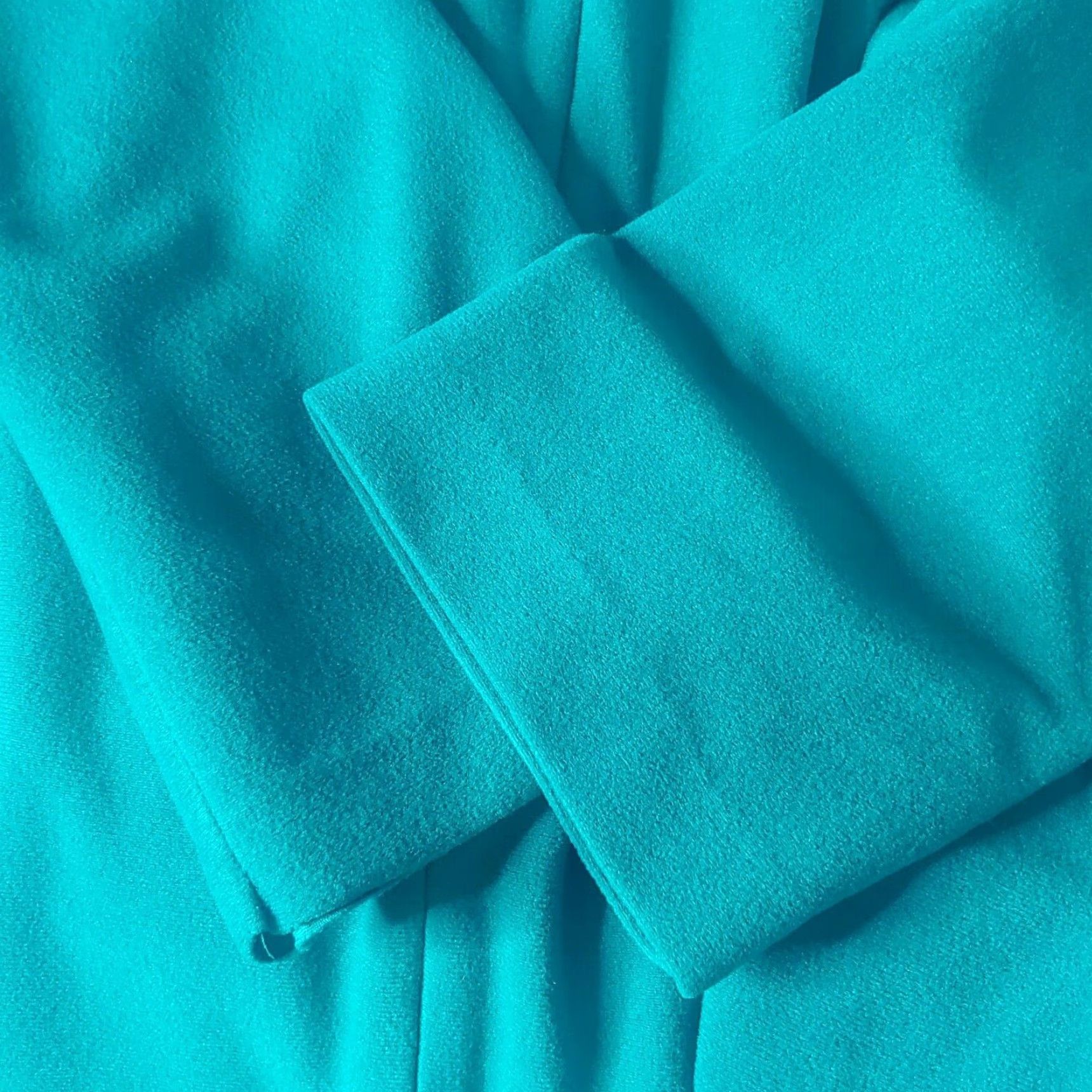 Vintage VINTAGE Vanity Fair Housecoat Robe Large Long Teal Velour Satin Floral Zip Gown Size ONE SIZE - 7 Thumbnail