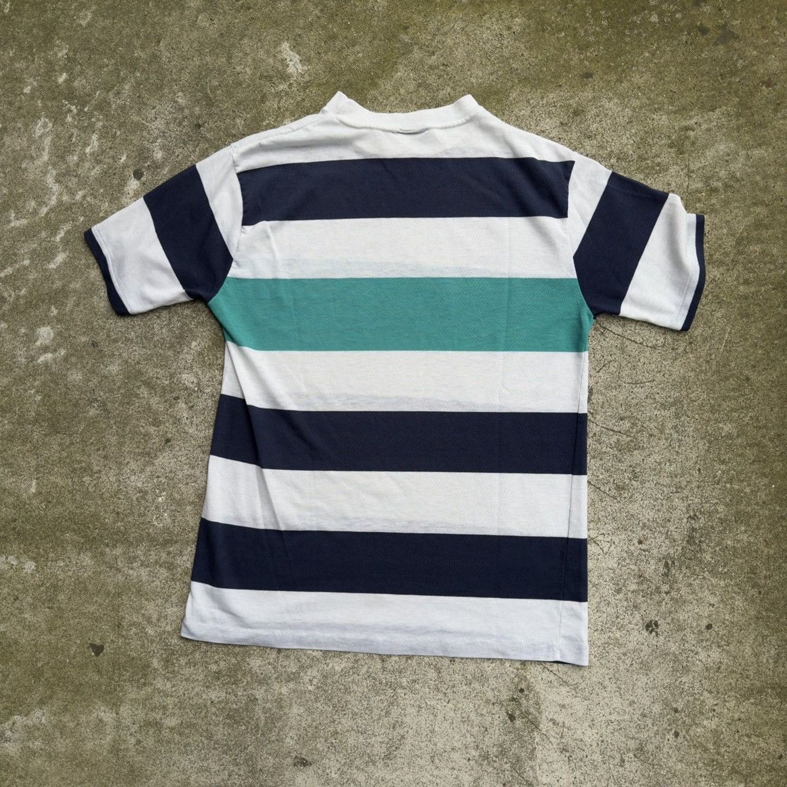Vintage 70s Paper Thin Distressed Striped Blue Faded Tee ERD Grunge Size US S / EU 44-46 / 1 - 2 Thumbnail
