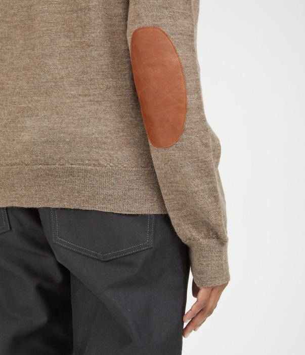Maison Margiela o1bcso1str0526 555 / Elbow Patch Crewneck Sweater in Walnut Size XS / US 0-2 / IT 36-38 - 4 Thumbnail