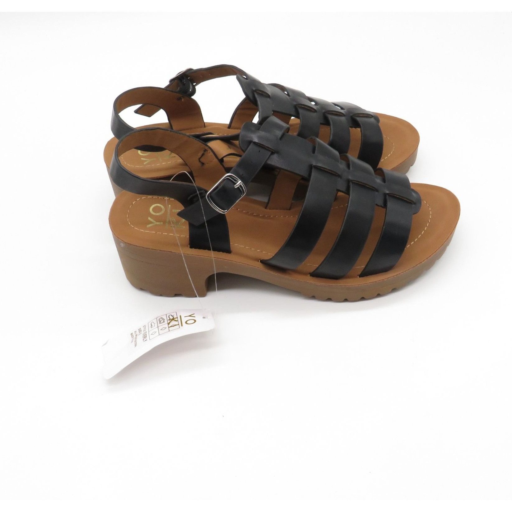 Other YOKI Everly Women's Black Strappy Sandals Buckle Brown Heels Size US 8 / IT 38 - 1 Thumbnail