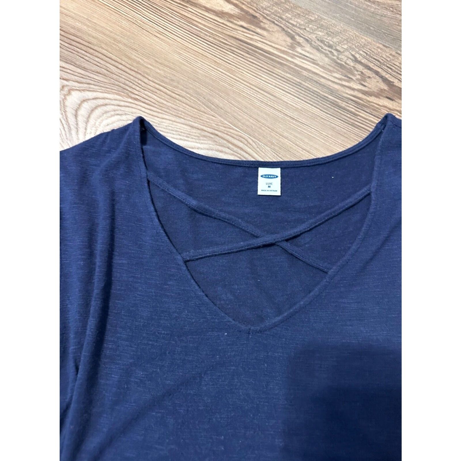 Old Navy Old Navy Blue Tunic Top Women Medium Long Sleeve V-Neck Lace-up Casual Blouse Size M / US 6-8 / IT 42-44 - 3 Thumbnail