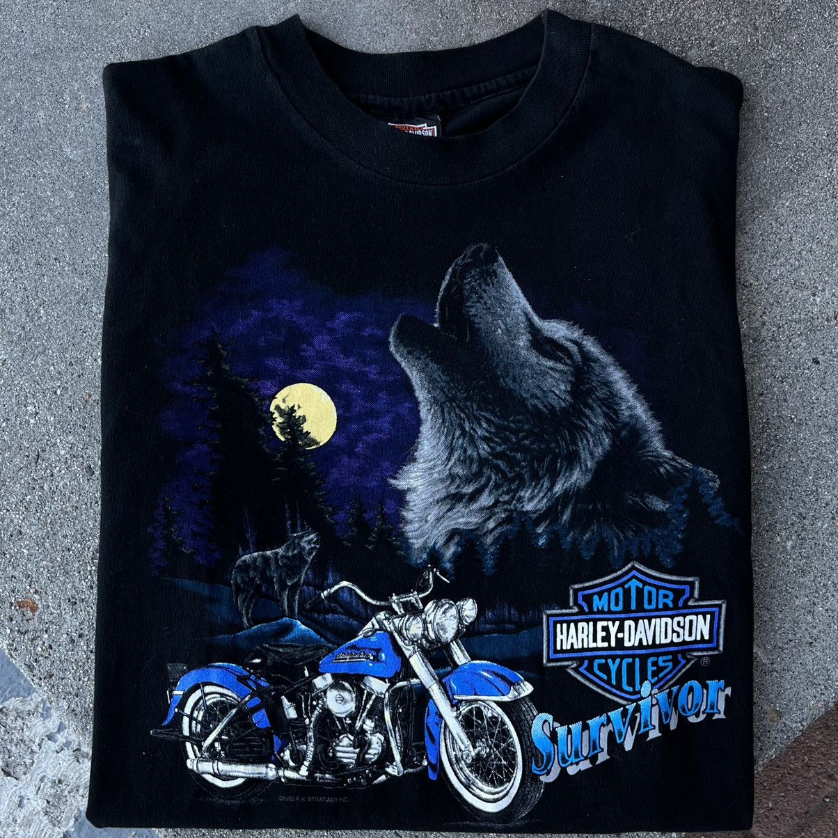 Harley Davidson × Vintage Vintage 93’ Harley Davidson Survivor Biker Tee Sz XL Size US XL / EU 56 / 4 - 1 Thumbnail
