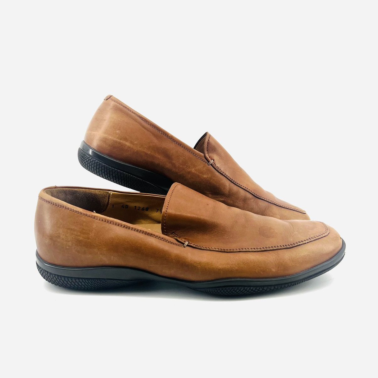 Prada Prada Men’s Brown Leather Loafers Shoes 7.5 Y2K Rubber Sole Size US 7.5 / EU 40-41 - 1 Thumbnail