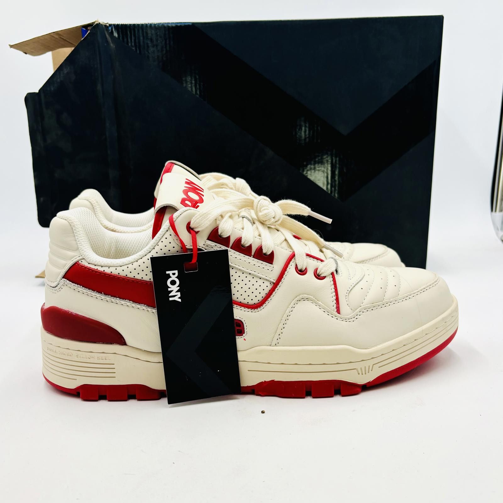 PONY PONY Low Genuine Leather Premium Lace Up Off White / Red Size US 12 / EU 45 - 6 Thumbnail