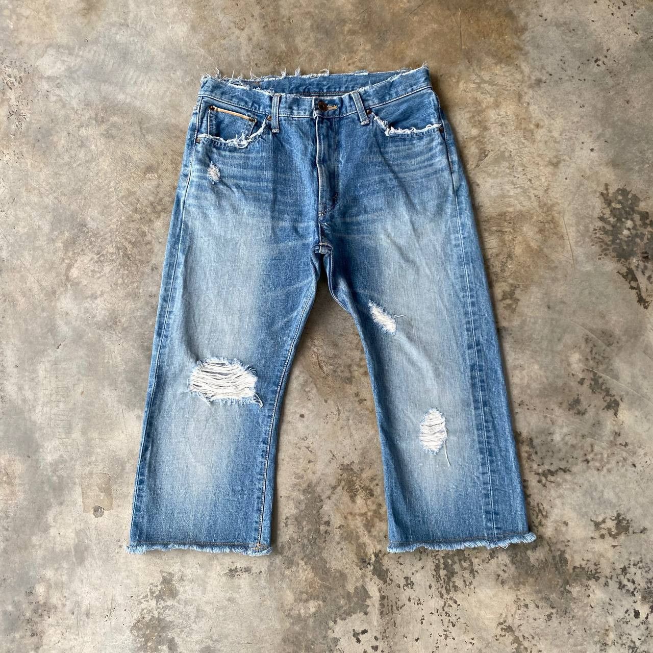 Edwin EDWIN Japan SELVEDGED REWORKED Distressed Shorts Frayed Hem Size US 30 / EU 46 - 1 Thumbnail