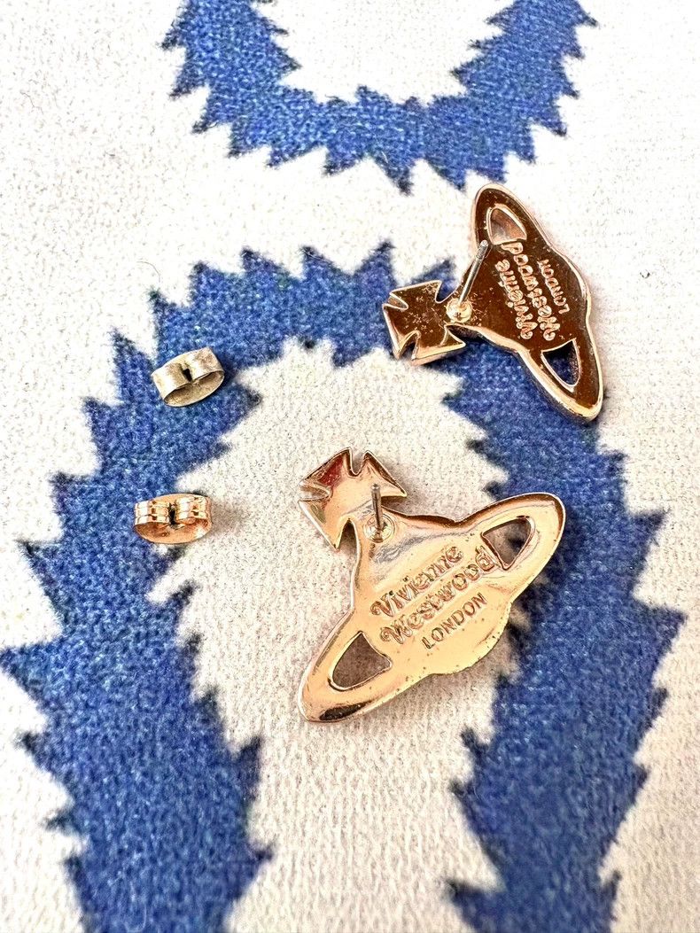 Vivienne Westwood Vivienne Westwood Pink Diamond Golden Stud Earrings Size ONE SIZE - 5 Thumbnail