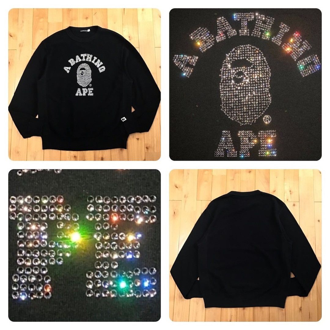 Bape × Swarovski BAPE × Swarovski college logo sweat shirt a bathing ape NIGO Size US M / EU 48-50 / 2 - 1 Thumbnail