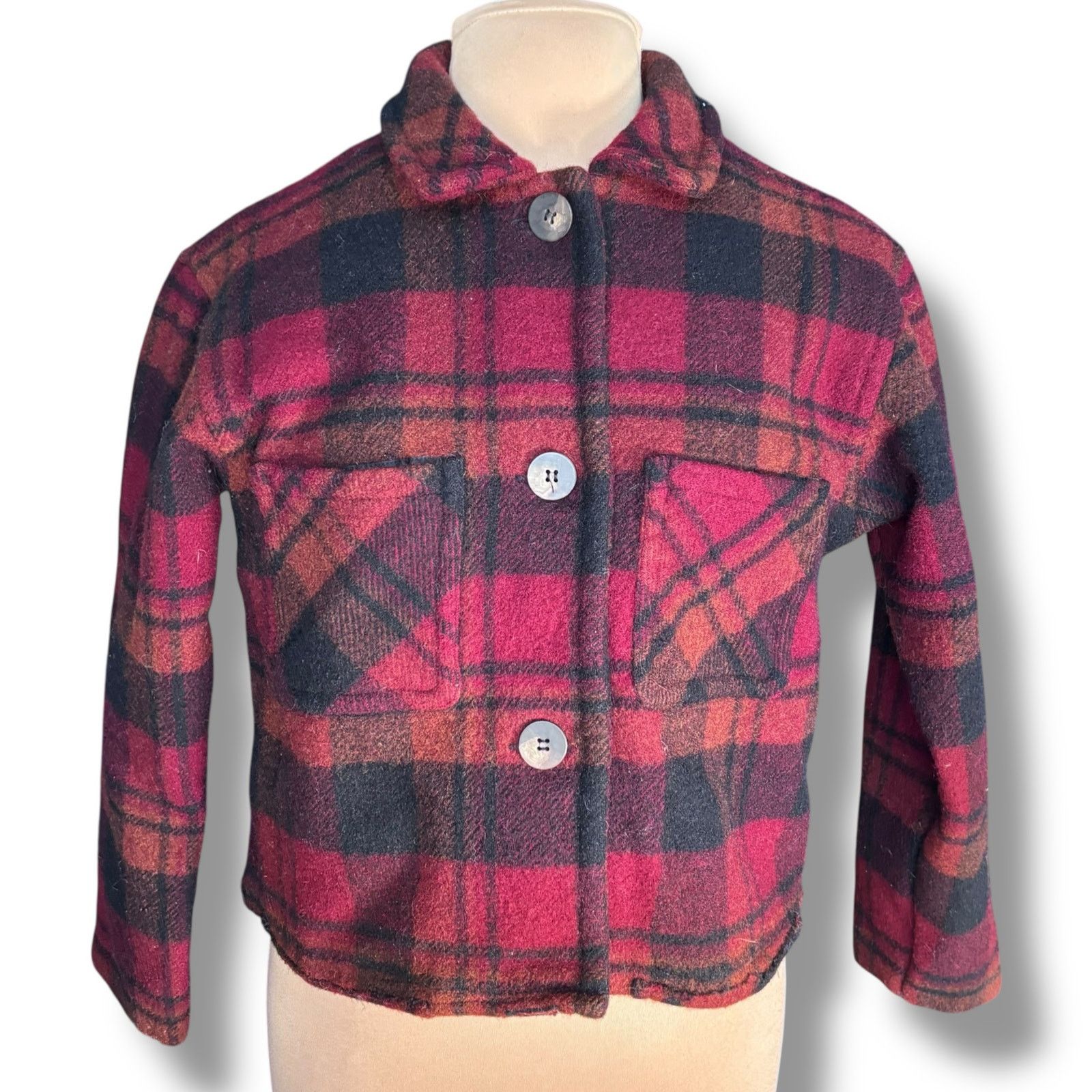 Woolrich Woolen Mills Vintage 90s Woolrich Cropped Red Plaid Jacket Made In USA Size M / US 6-8 / IT 42-44 - 13 Thumbnail