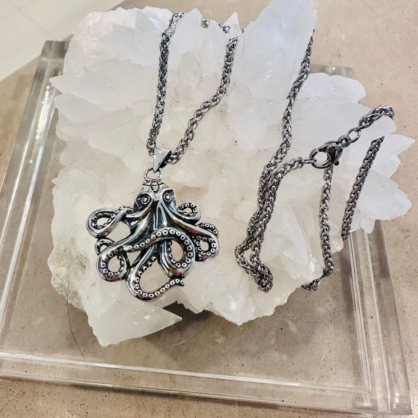 The Unbranded Brand Sterling Silver Octopus Necklace – Oxidized Finish Size ONE SIZE - 1 Thumbnail