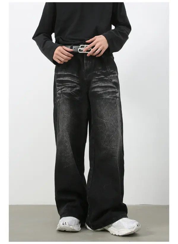 VIBE American high street stitching washed distressed loose jeans Size US 32 / EU 48 - 1 Thumbnail