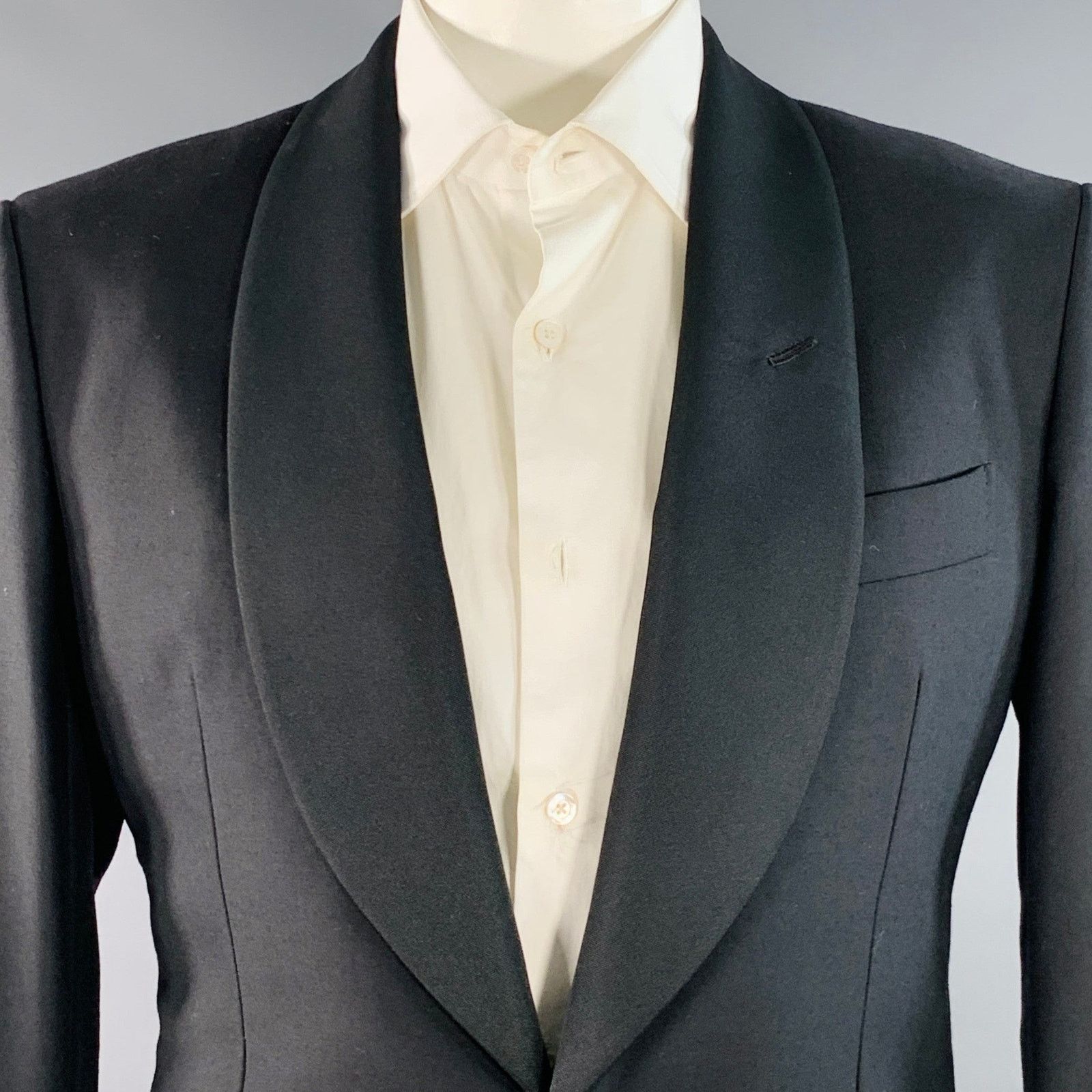 The Armoury Size 42 Black Wool Shawl Collar Single Button Sport Coat Size 42R - 2 Thumbnail