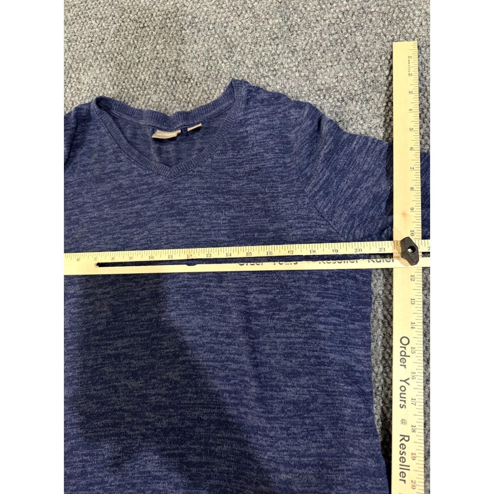 Vintage Chicos Sweater Womens 2 Blue Marled V Neck Lightweight Knit Top Pockets Knits Pullover Size XS / US 0-2 / IT 36-38 - 3 Thumbnail