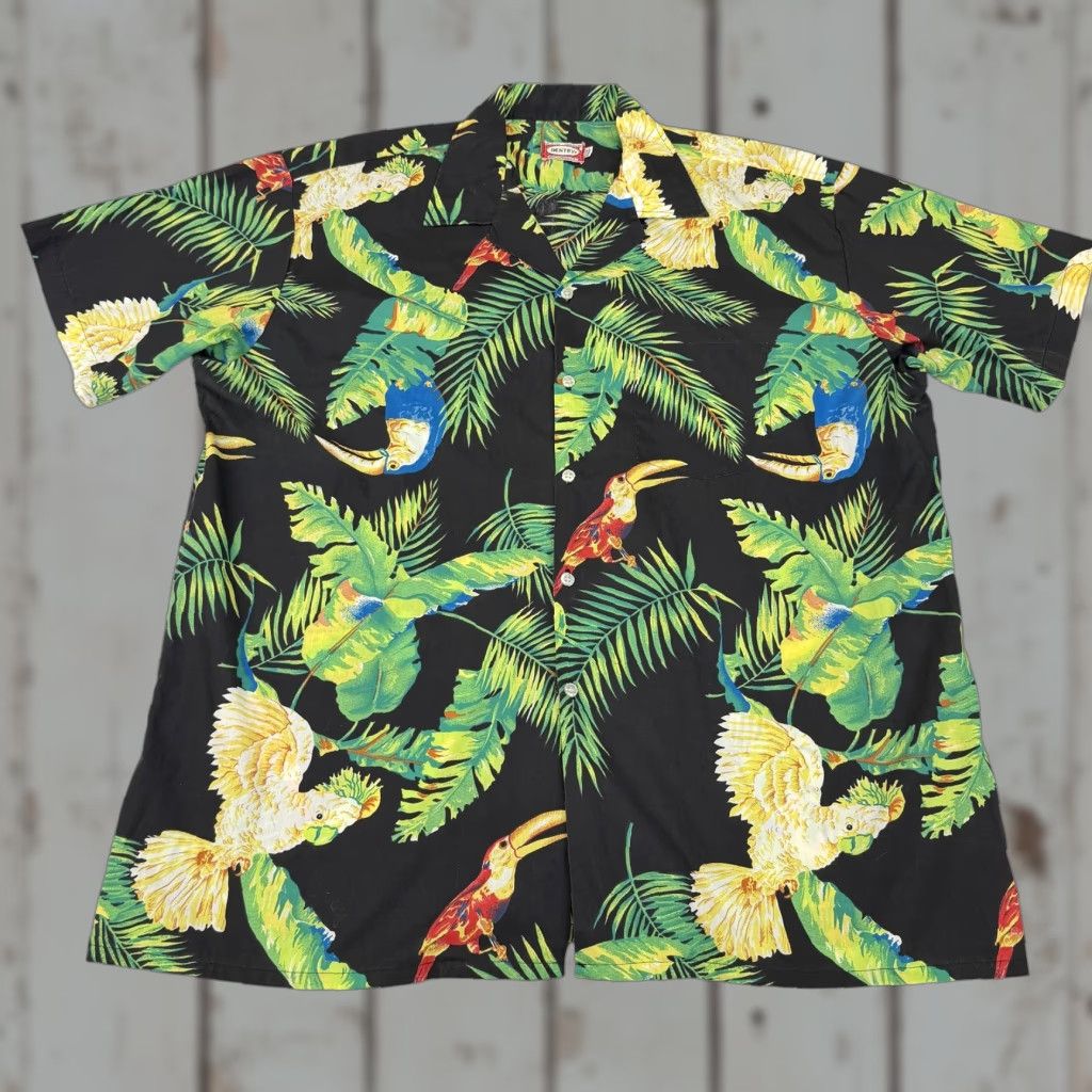 Vintage Gentry Shirt Mens 2XL Black Tropical Parrot Hawaiian Short Sleeve Button Up Size US XXL / EU 58 / 5 - 1 Thumbnail