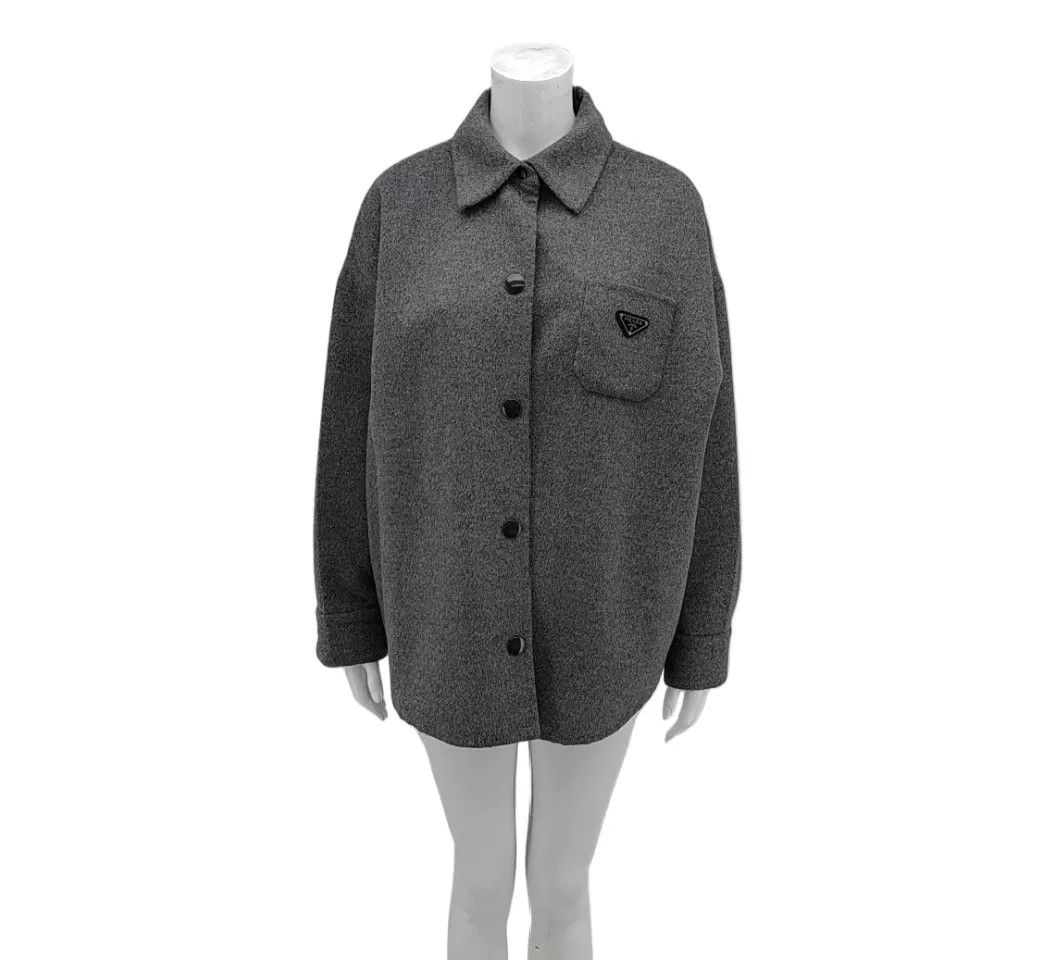 Prada Prada Gray Wool Shirt Jacket Size 40 Size US XXS / EU 40 - 1 Thumbnail