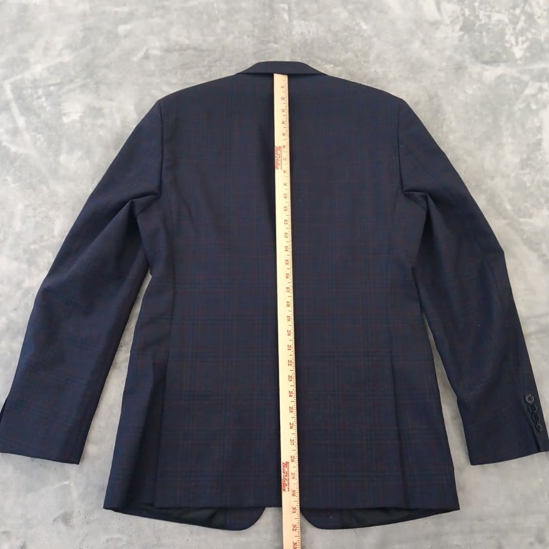 Calvin Klein Calvin Klein Blazer Mens Blue Plaid Extreme Slim Fit Double Vent Wool 40 Long Size 40R - 7 Thumbnail