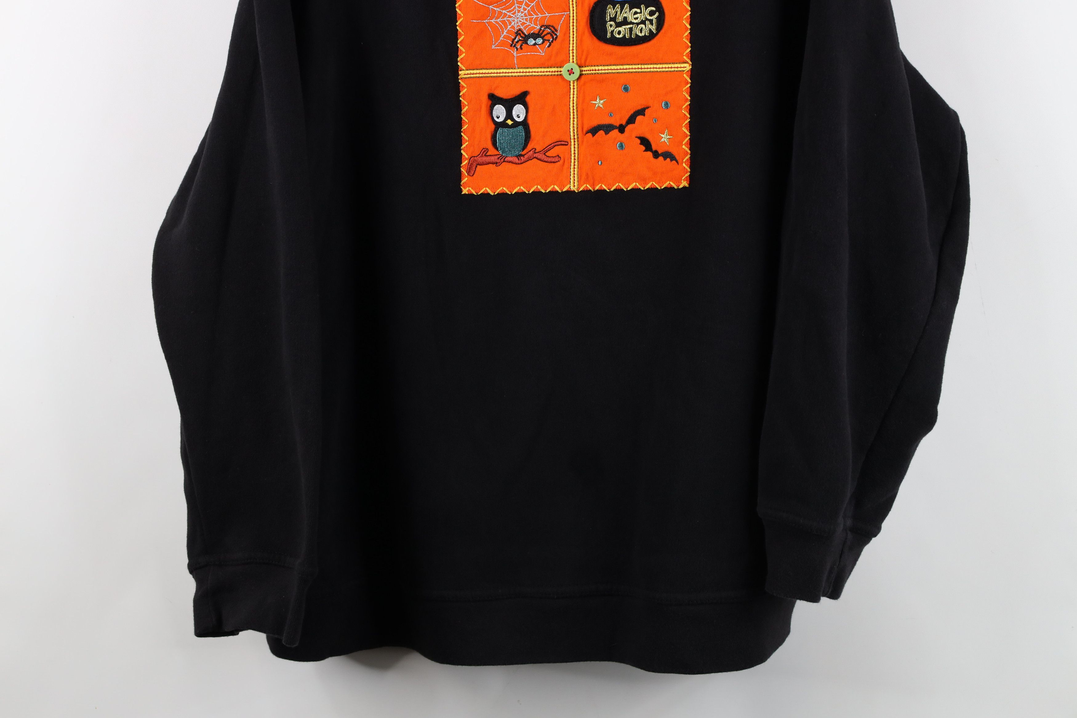 Vintage Vintage 90s Streetwear Halloween Witch Owl Bat Sweatshirt Size XXL / US 16-18 / IT 52-54 - 3 Thumbnail