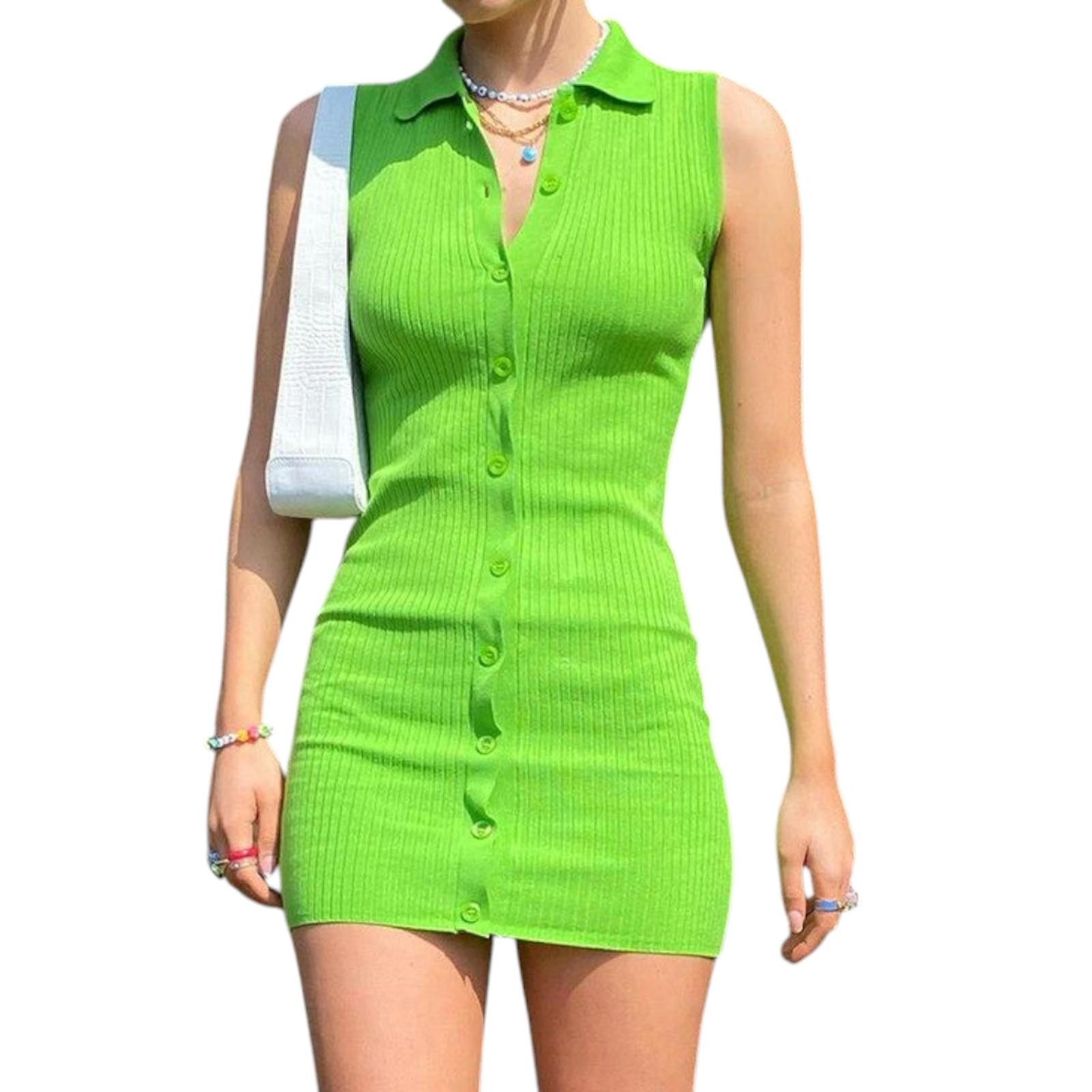 Zara Zara Green Button up Collared Knit Dress Size M / US 6-8 / IT 42-44 - 1 Thumbnail