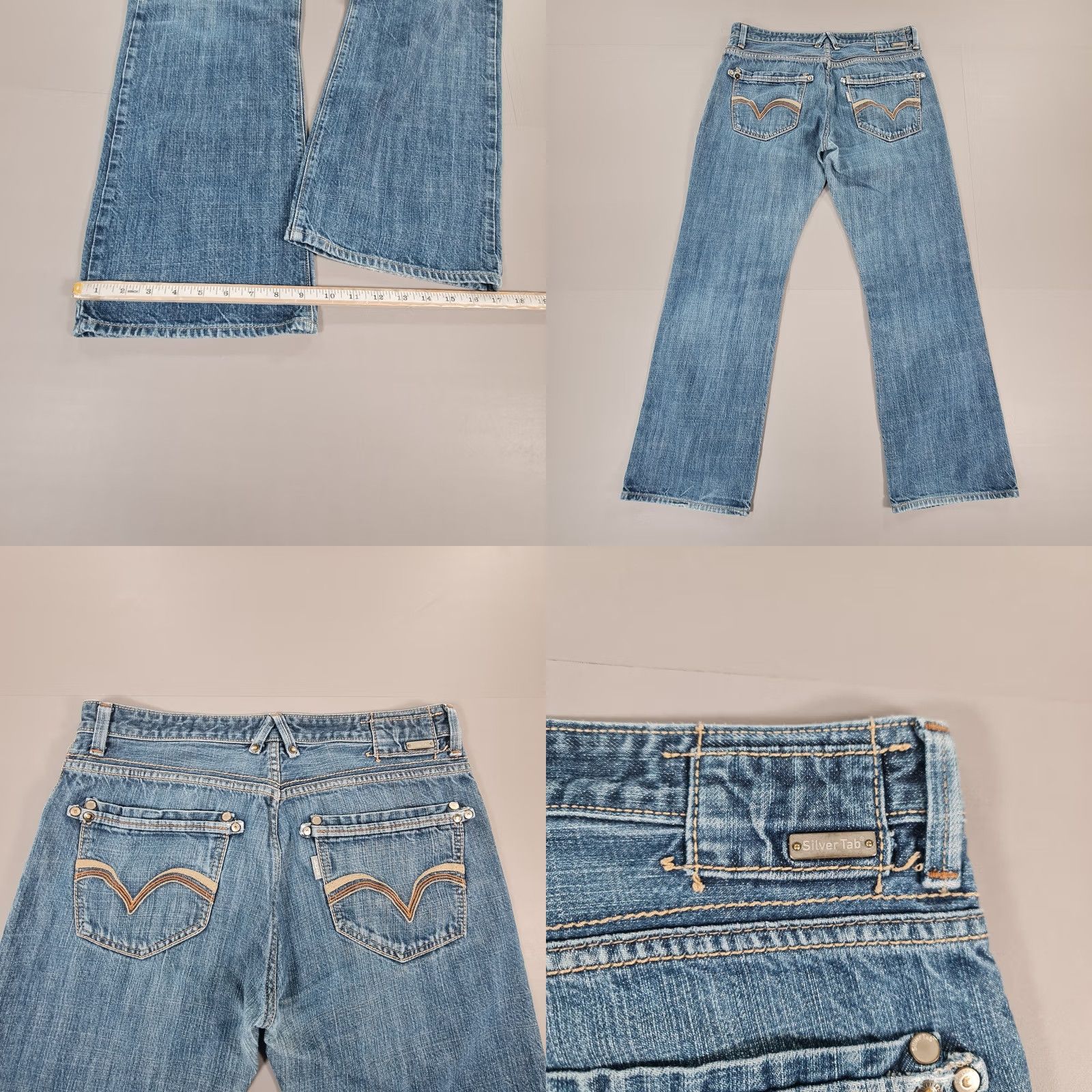 Levi's VINTAGE Levi's Silvertab Bootcut Jeans Blue Denim W36 L32 Men Regular 5-Pocket Zip Fly Distressed 100% Cotton Jeans Mens Back to Y2K Size US 36 / EU 52 - 8 Thumbnail