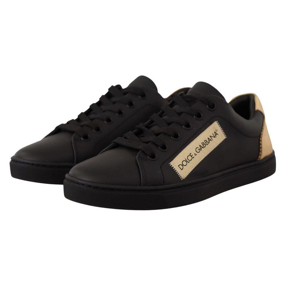 Dolce & Gabbana Dolce & Gabbana Chic Black and Gold Low-top Leather Sneakers Size US 6 / IT 36 - 4 Thumbnail