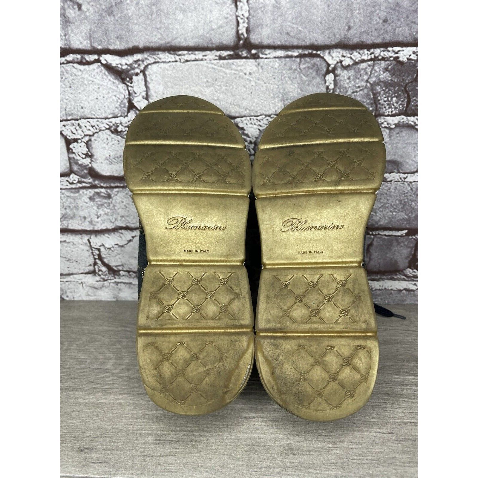 Blumarine Blumarine Blue Suede Gold Embellished Lace Up Sneakers Women Size US 6 / IT 36 - 11 Thumbnail