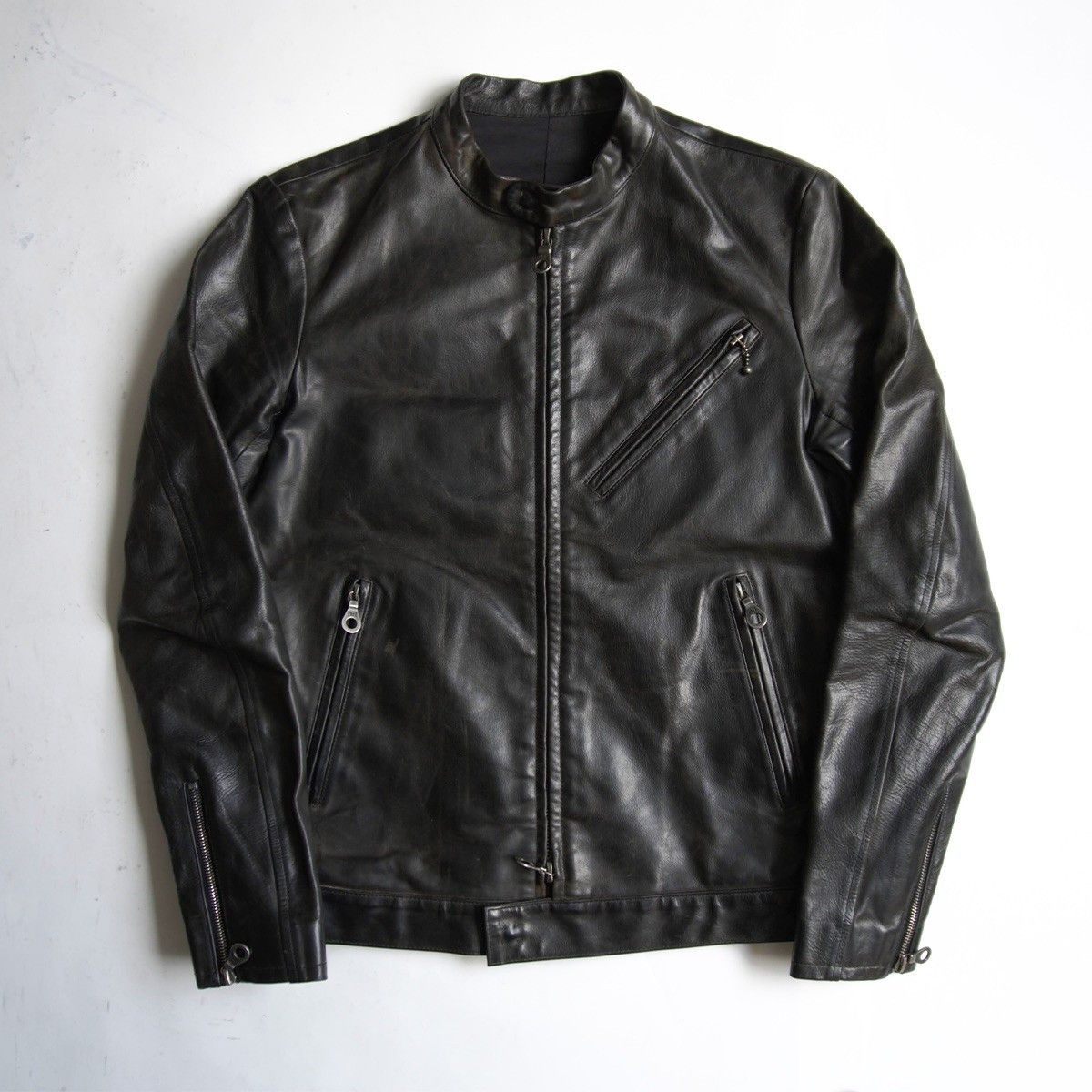 Isamu Katayama Backlash Black single riders leather jacket Isamu