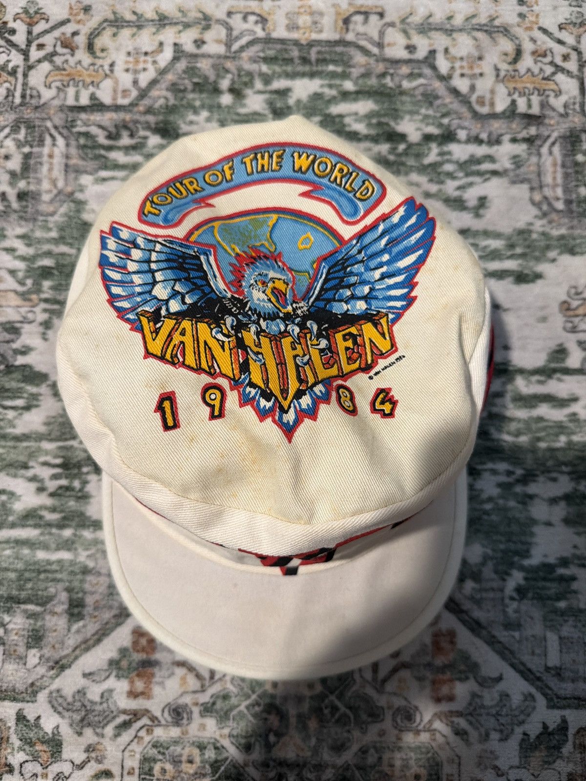 Other Vintage White Van Halen “Tour of The World” 1984 Hat Size ONE SIZE - 2 Thumbnail