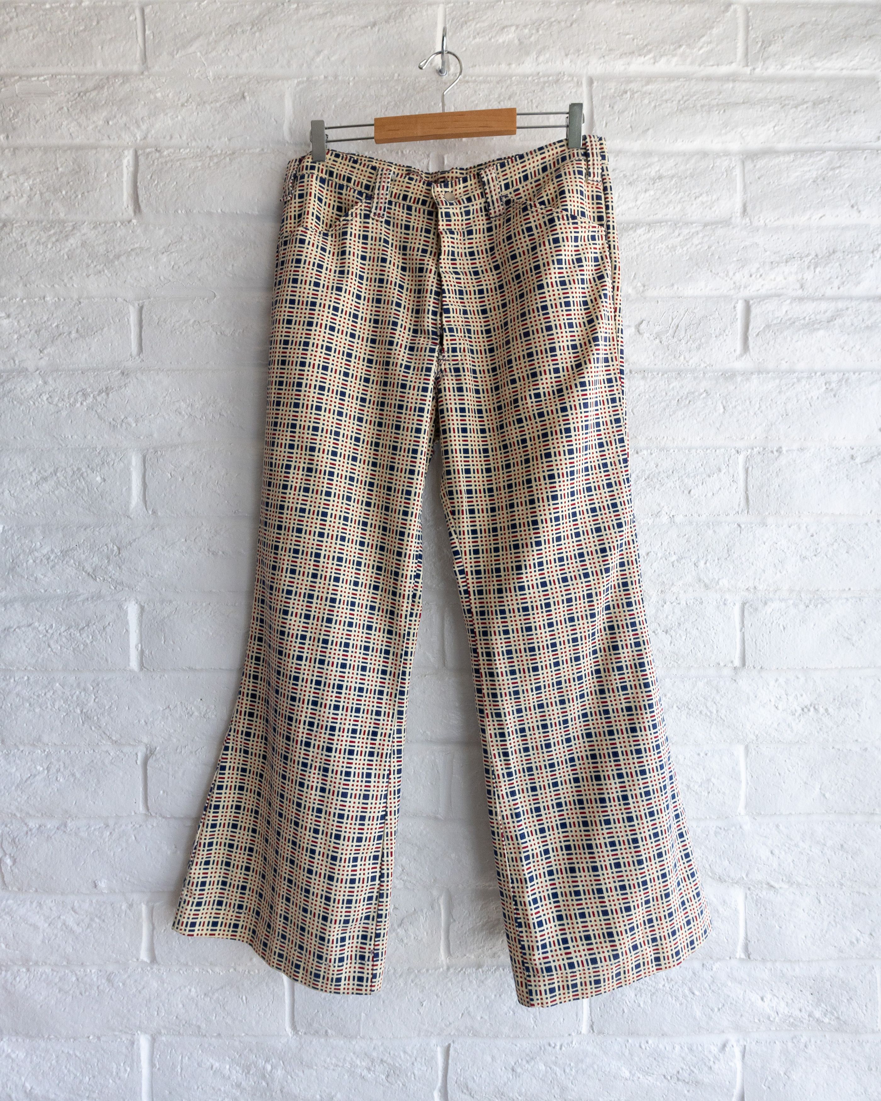 Vintage Vintage 1960s Checkered Plaid Bell Bottom Pants Men's 32 Size US 33 - 1 Thumbnail
